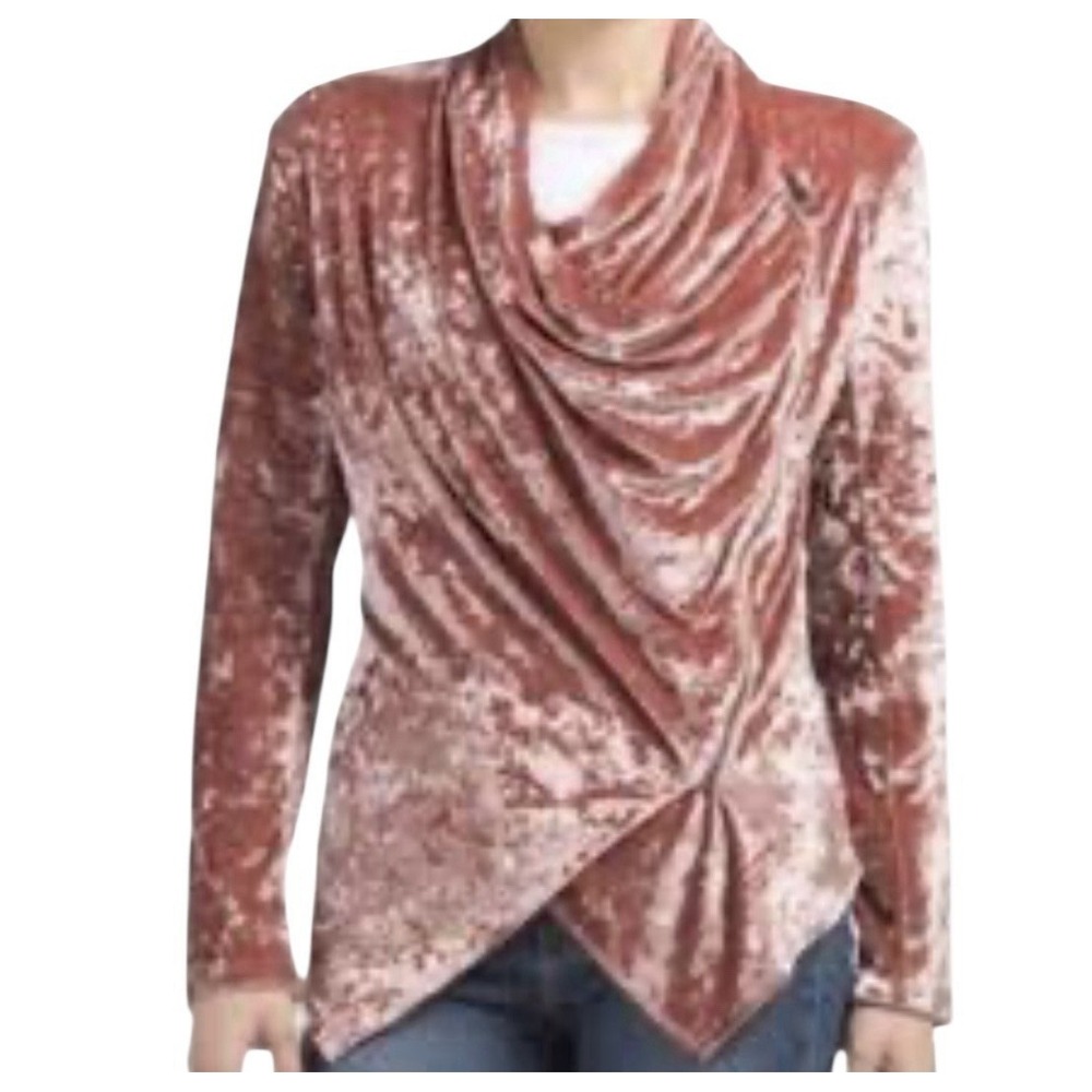 New Blank NYC Jacket Women's Small Pink Crushed‎ Velvet Asymmetric Zip Moto